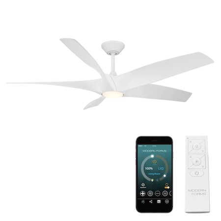 Modern Forms Fans Zephyr Indoor or Outdoor Smart Ceiling Fan 2700-3000-4000-5000K LED in Matte White FR-W2401-62L-MW